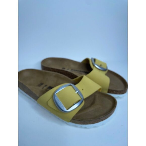 Birkenstock Madrid Big Buckle Yellow Nubuck Size 38 US 7 Narrow NWT - Picture 2 of 6